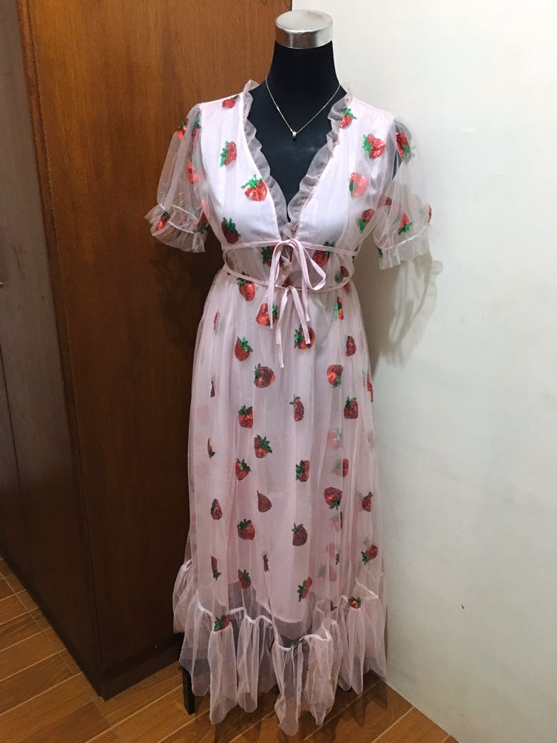 CINDER STRAPLESS MAXI DRESS - STRAWBERRY