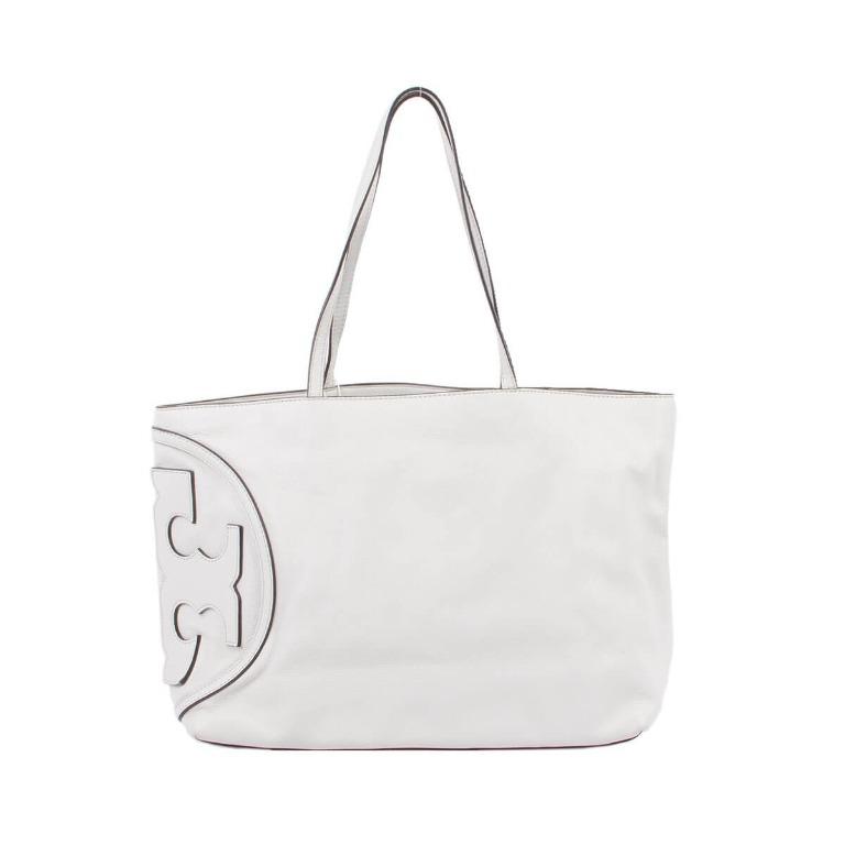 TORY BURCH All T East/West Ivory Leather Tote Bag, Luxury, Bags & Wallets  on Carousell