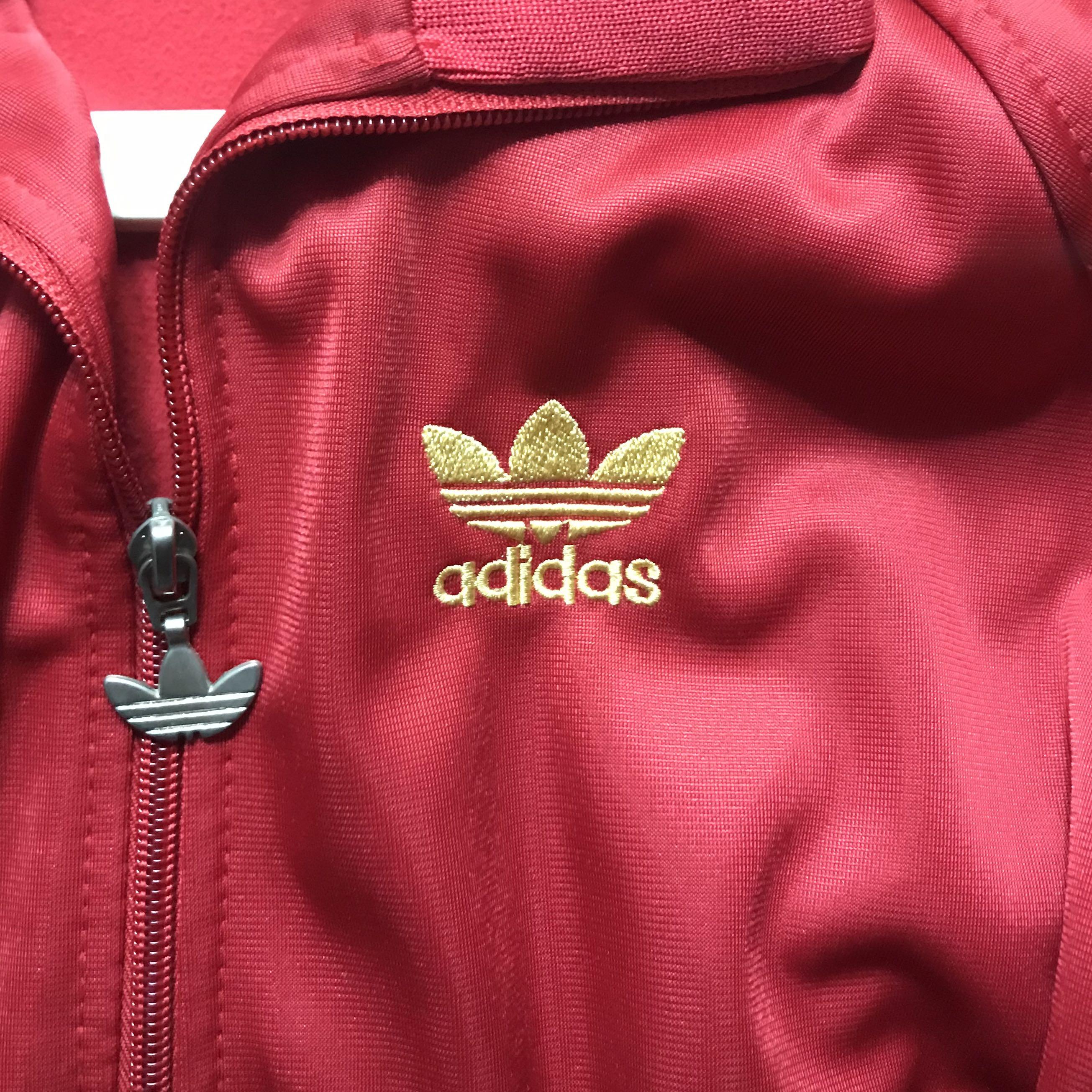Red and 2025 gold adidas jacket
