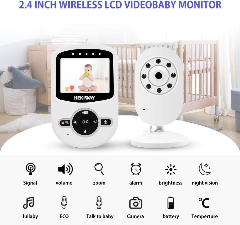 2.4GHz Digital Wireless Video Baby Monitor HEKIWAY Baby Monitor with Two Way Talk Back Infrared Night Vision Room Temperature Lullabies ECO Long