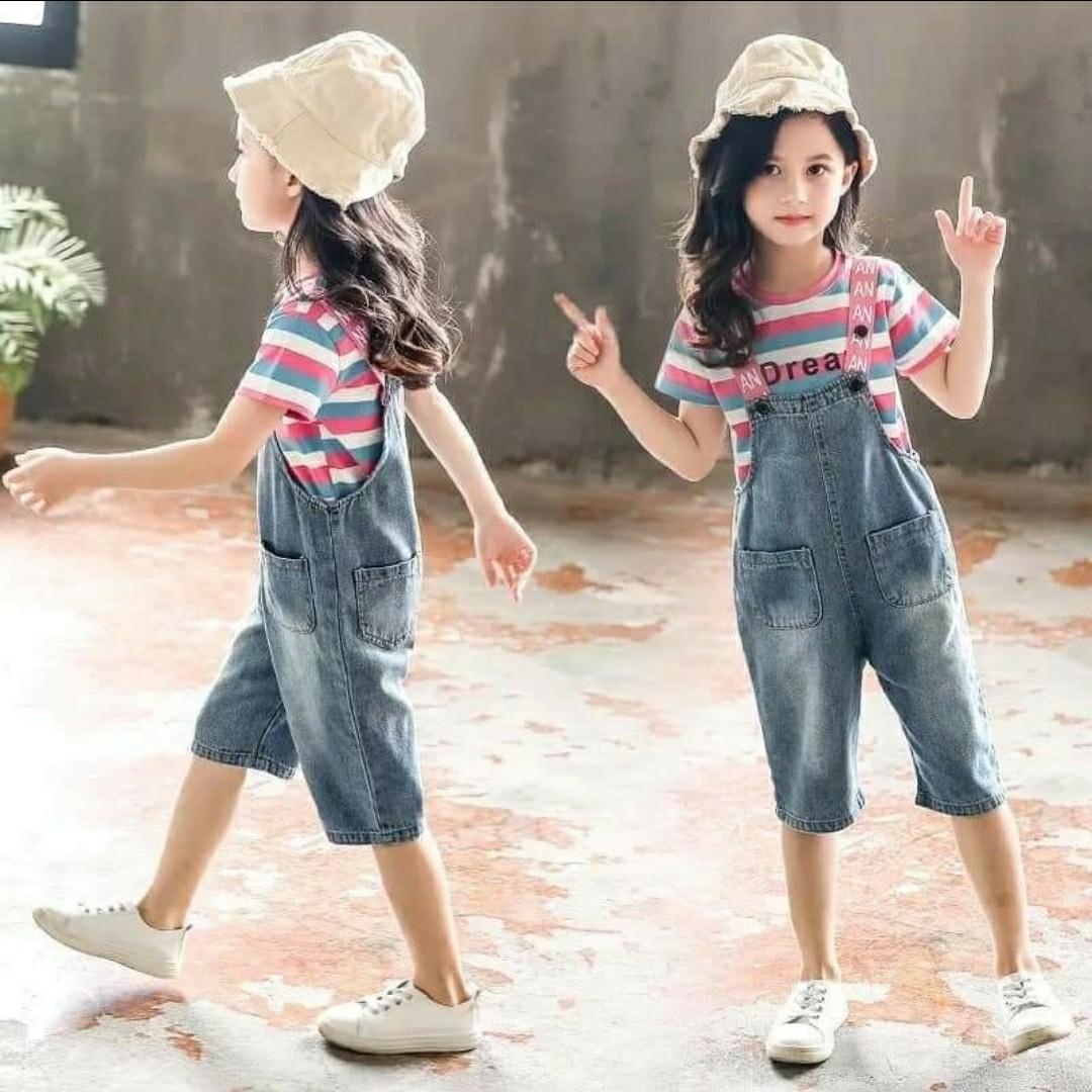 Beautiful Little Girl Child Denim Overalls Stock Photo 1506366086 |  Shutterstock