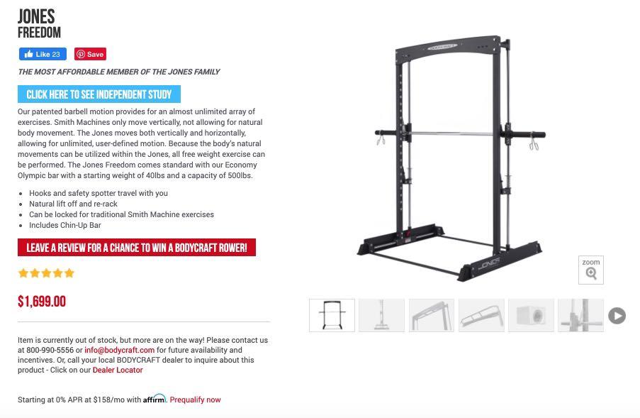 Bodycraft jones freedom smith machine clearance