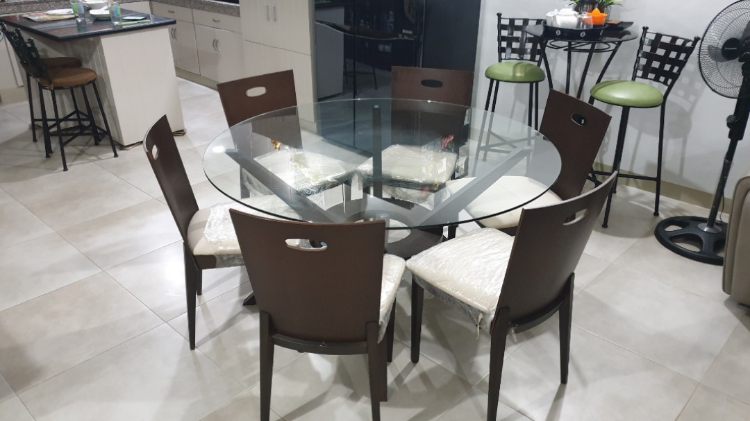 Circle Glass Dining Table 6 Seater Furniture Home Living