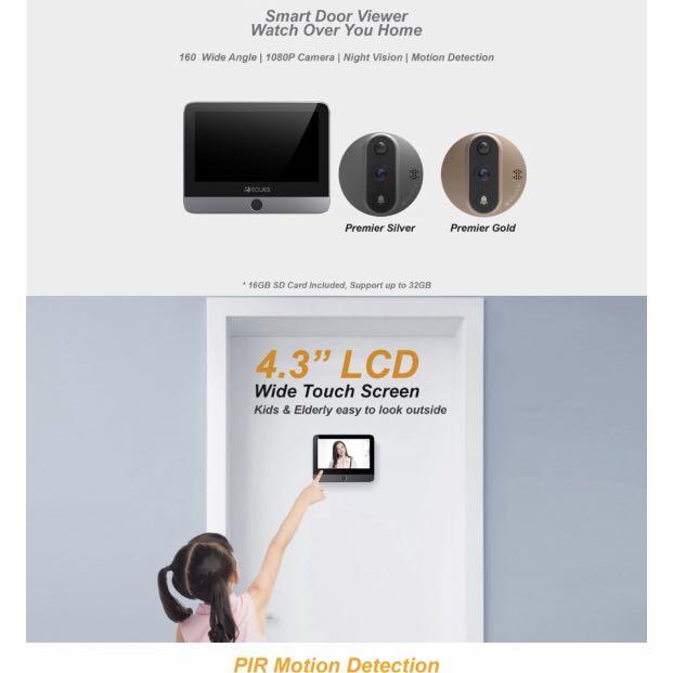 Eques A27 Digital door viewer with installation , Furniture & Home