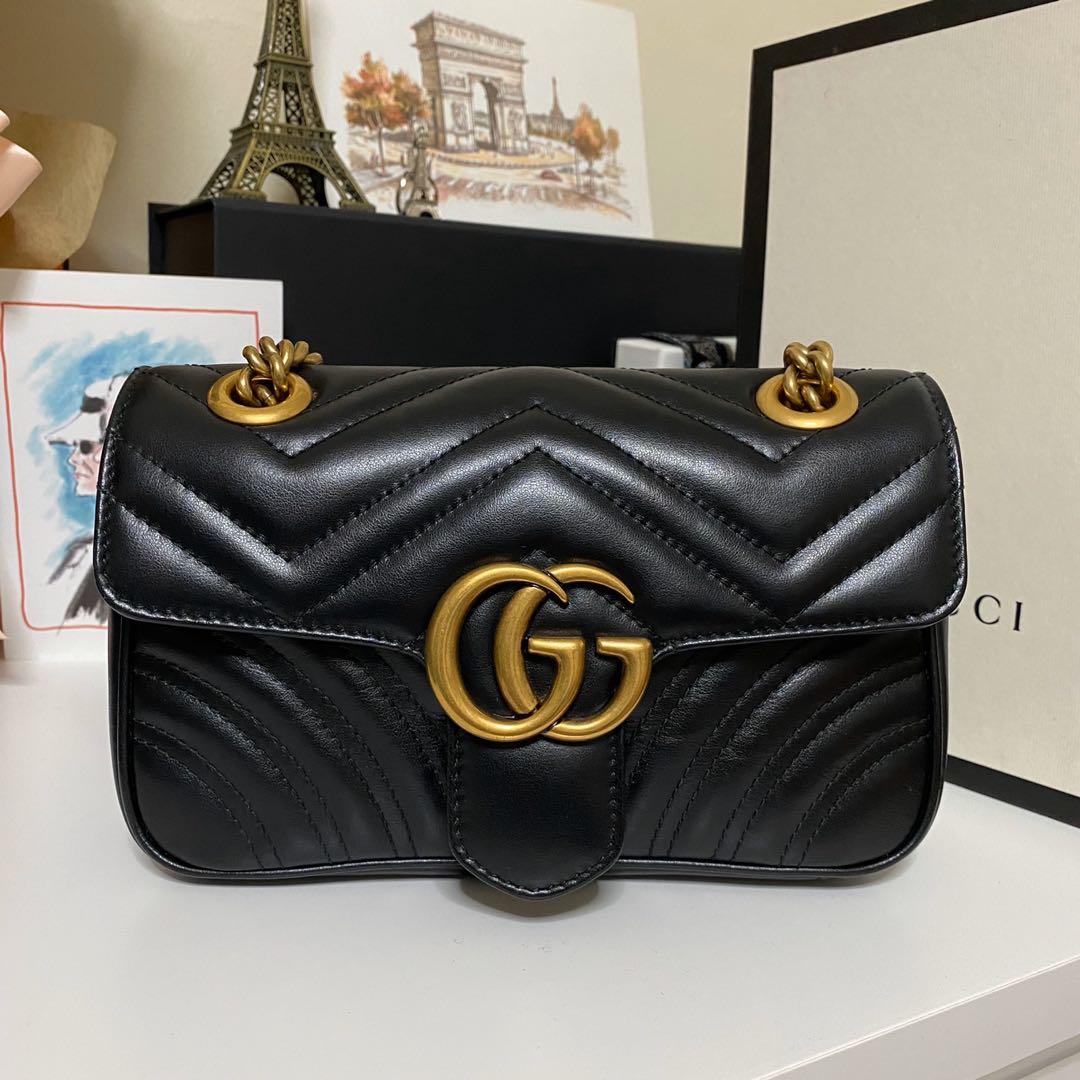 Faithful Backward Air conditioner Gucci Marmont Matelasse Black Mini 22cm, Luxury, Bags & Wallets on Carousell