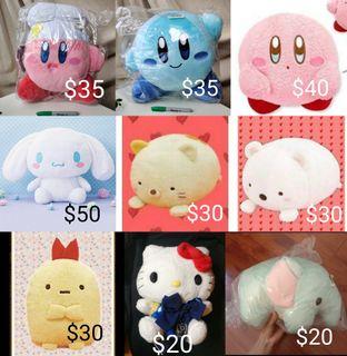 Japanese plushies stuffed toys Pokemon Hello Kitty Kirby