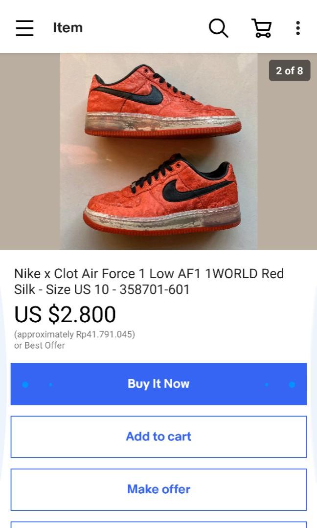 Nike Air Force 1 Low 1WORLD CLOT (Special Box) Men's - 358701-601 - US