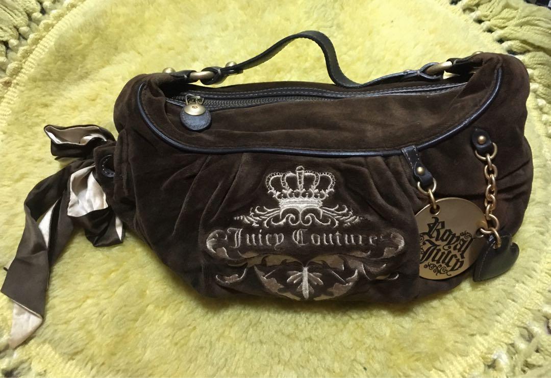 Brown boho terry cloth juicy couture bag -inside a... - Depop