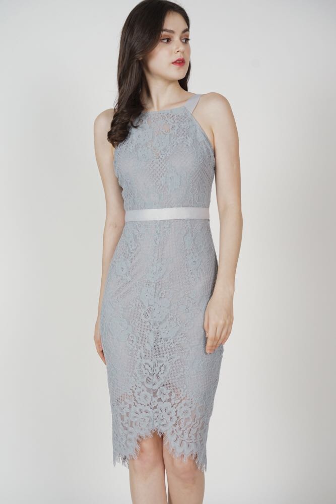 lace light blue dress