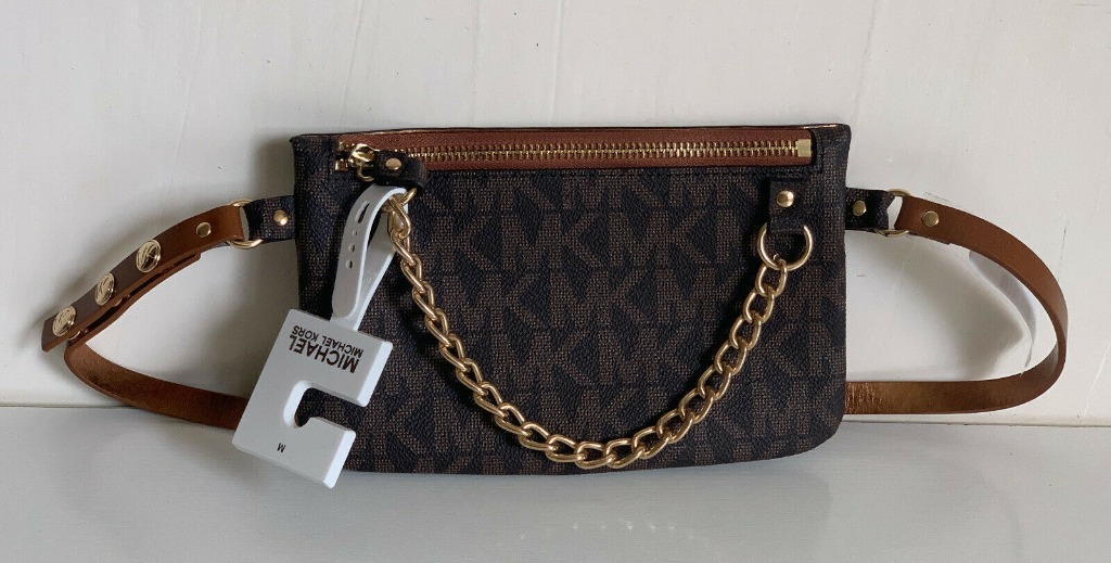 MICHAEL KORS MK CHOCOLATE PULL CHAIN HIP PACK FANNY PACK WAIST BELT BAG  MEDIUM, Women's Fashion, Bags & Wallets, Cross-body Bags on Carousell