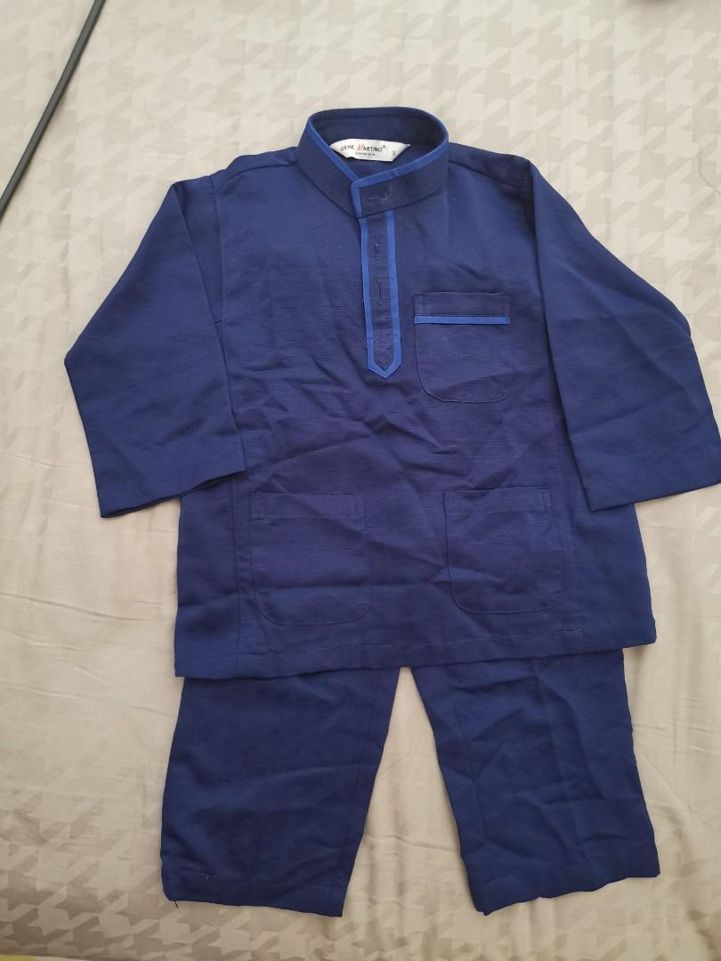 Navy Blue Baju Melayu Kids Size 2 Babies Kids Boys Apparel 1 To 3 Years On Carousell