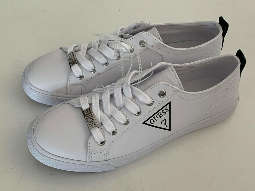 guess white leather shoes
