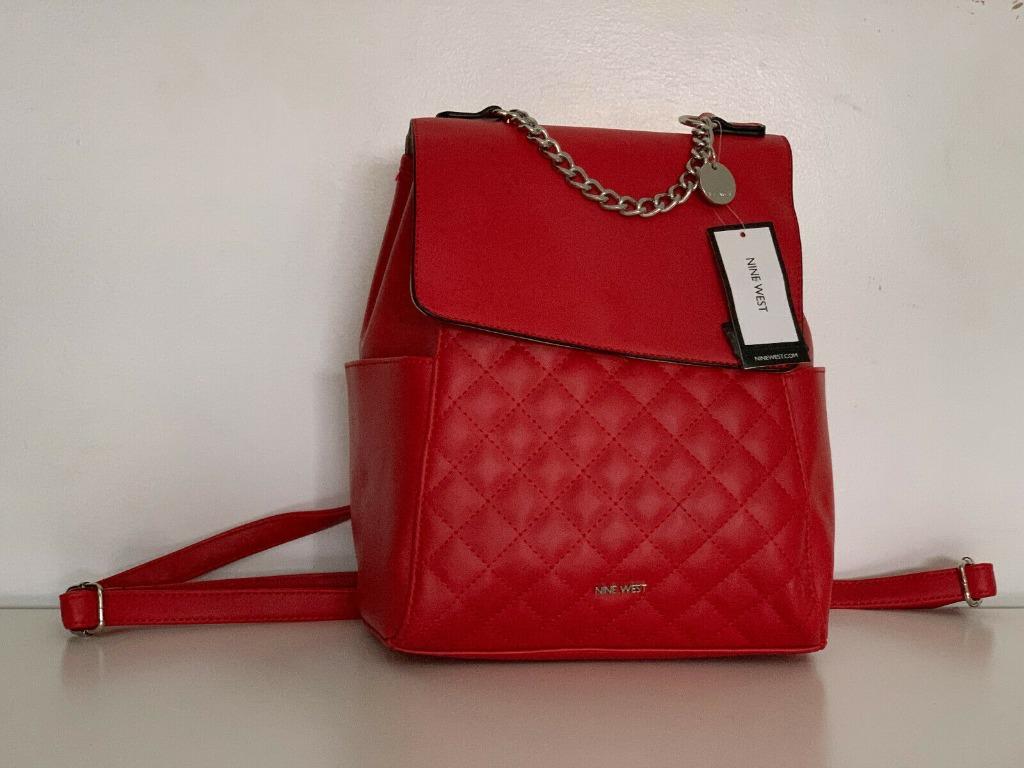 NEW NINE WEST YASMINA RED TRAVEL SCHOOL LEATHER BACKPACK BAG PURSE Women s Fashion Bags Wallets Backpacks on Carousell
