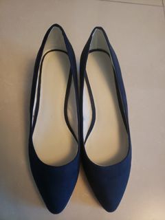 新款Woolworths深蓝色麂皮楔形鞋629757748569631115
