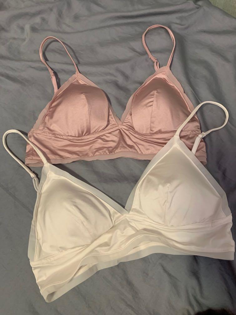 pink satin bralette