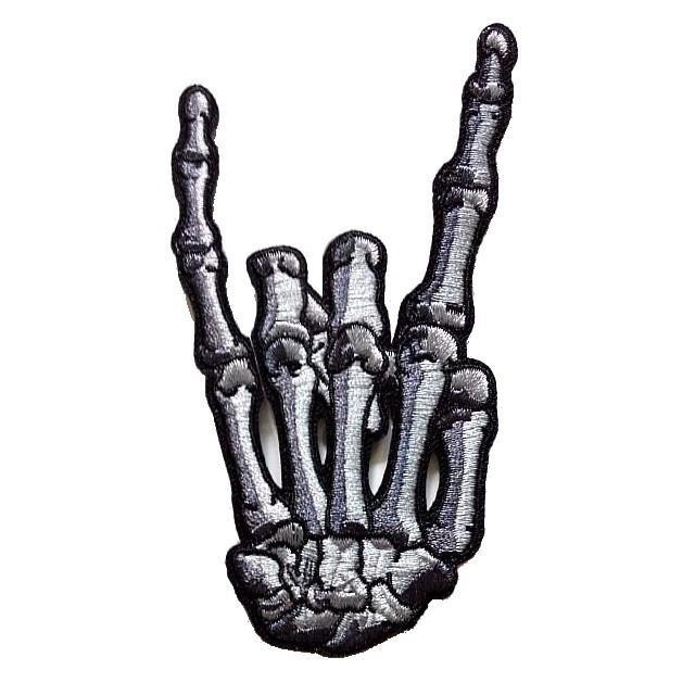 Skeleton Hand Rock Sign Left Iron On Patch, Hobbies & Toys, Stationery &  Craft, Art & Prints On Carousell