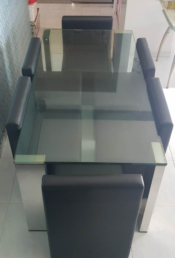 Solid & Thick Glass Dining Table, Furniture, Tables & Chairs on Carousell