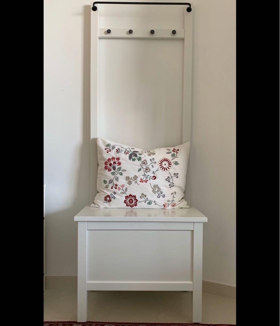 Storage bench with hot sale towel rail