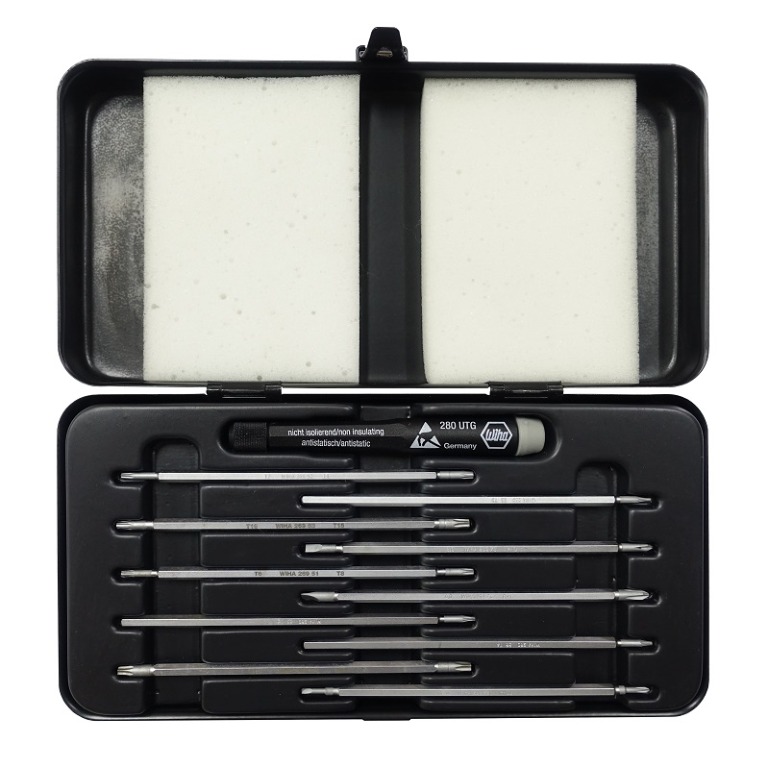 Interchangeable 12-Piece Set Wiha 26985 System 4 ESD Safe Drive-Loc Slotted 1.5-4.0 and Phillips 000-1 and Torx T1-T15 