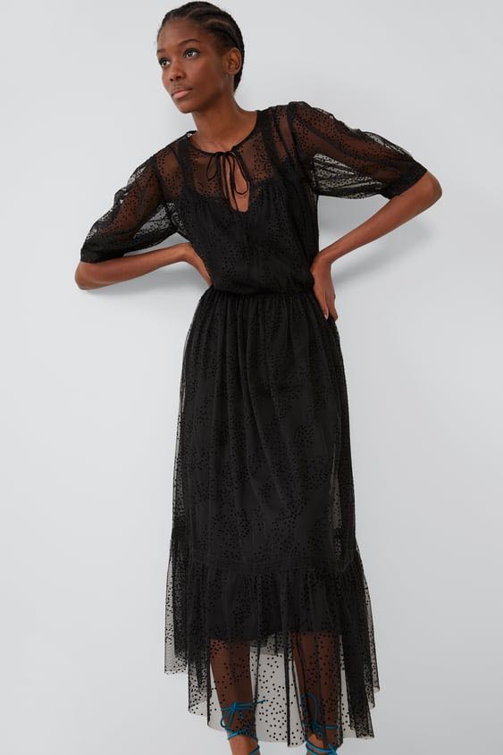 Dotted mesh deals dress zara