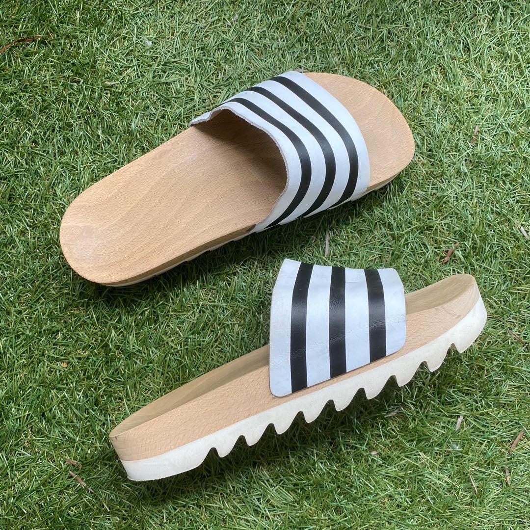 Adidas wood sole adilette sliders