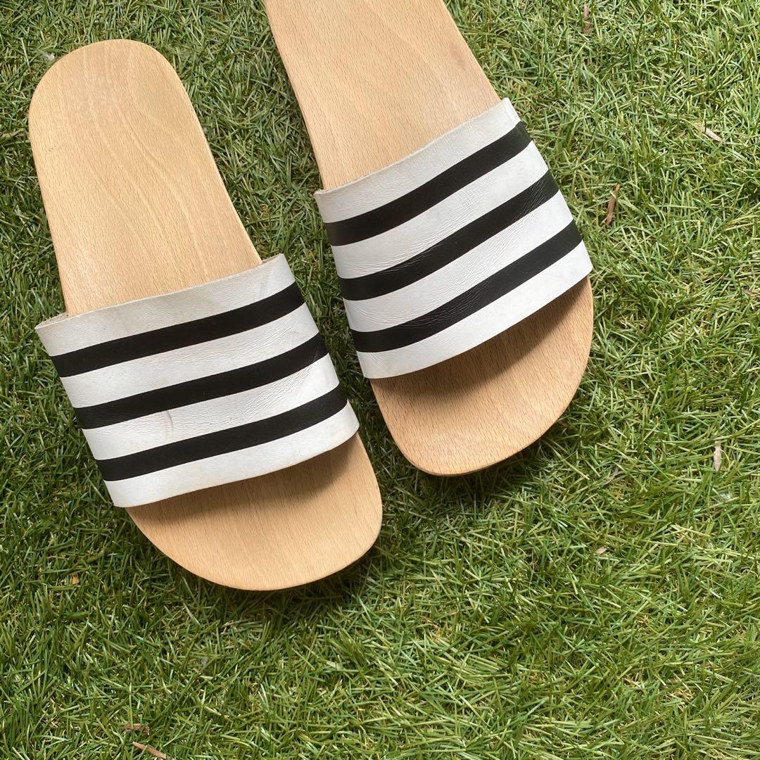 Adidas wood sole adilette sliders