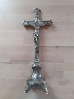 Antique Silver Plated Table Crucifix