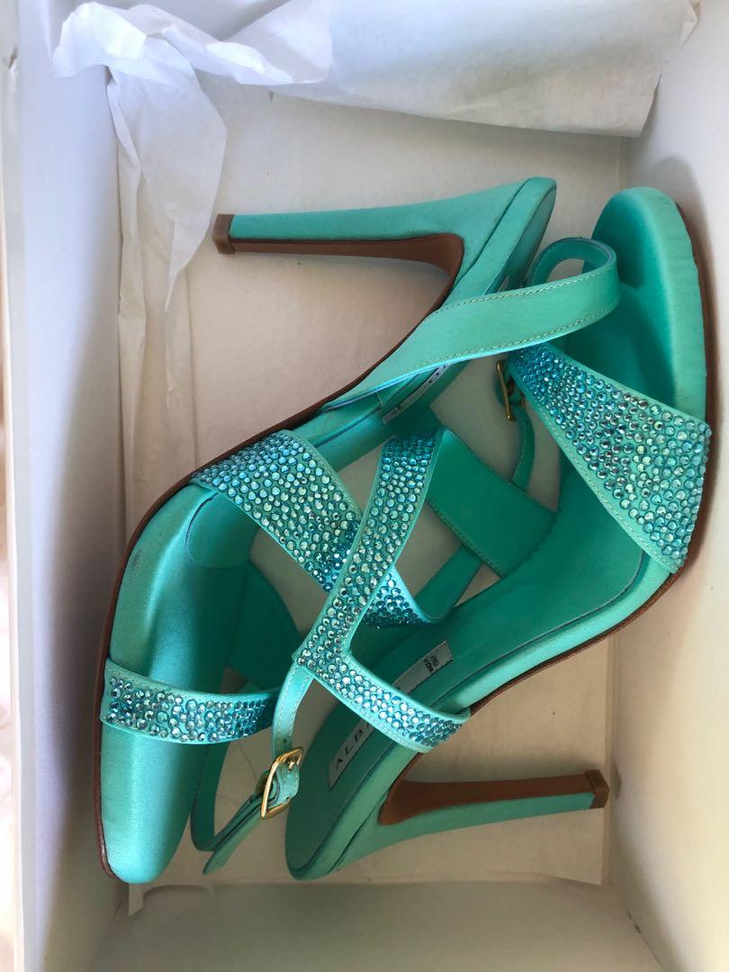 sparkle rhinestone aqua green shoes 