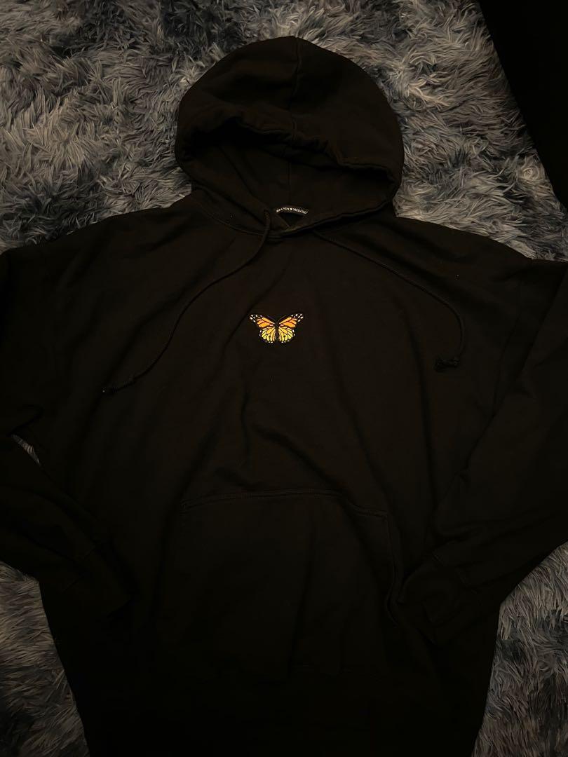 brandy melville black hoodie with butterfly
