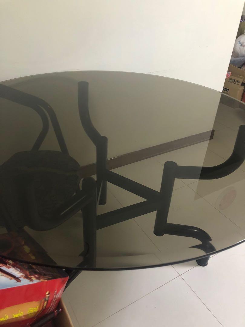 Dining Table (Category: Tables & Sets) located in Singapore. Submitted by imrg9900 (Listing ID 1006792124, Image 1). Description: Glass table top Selling it because shifted to a new place already and decided to purchase a new dining set. NO CHAIRS ONLY TABLE. Diameter 120CM .