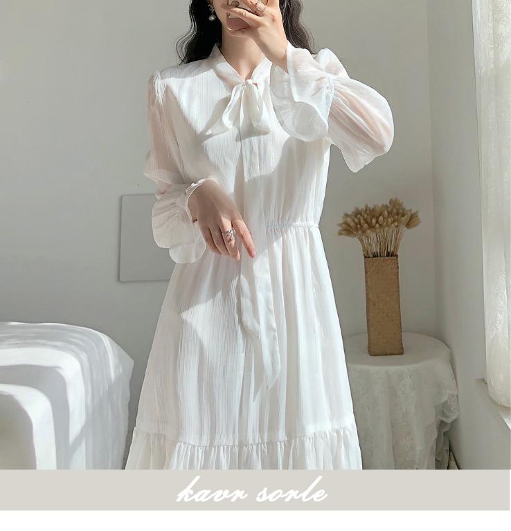>Flow Retro Vintage Aesthetic Ribbon Collar Long Picnic Dress Dinner Gown Carousellbelanja Women S Fashion Clothes Dresses On Carousell