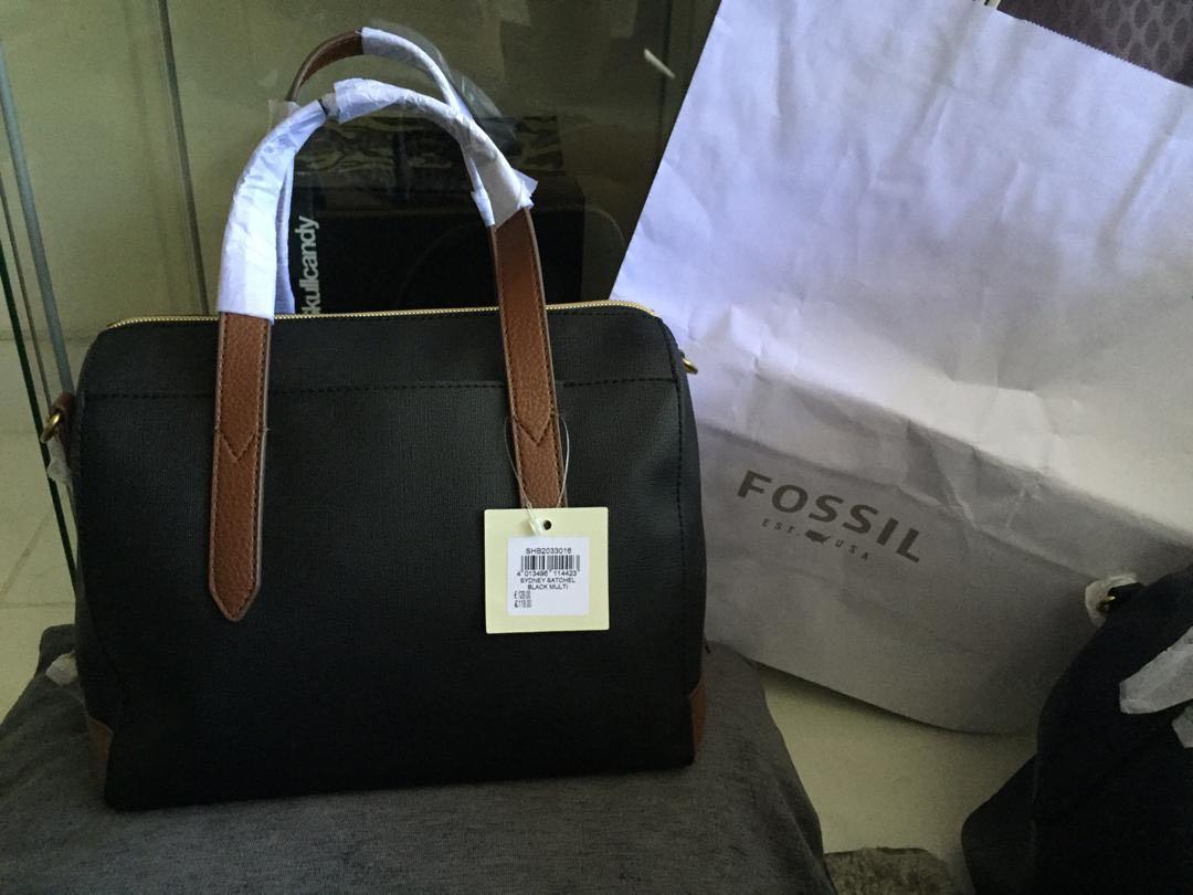 fossil sydney satchel black multi