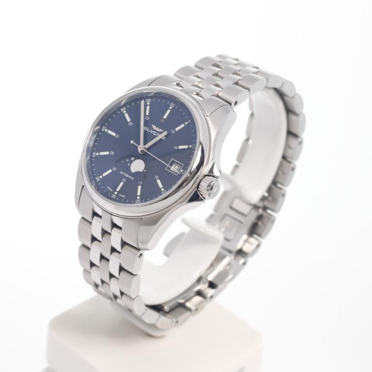 GLYCINE Combat Moonphase 36mm Men s Automatic Blue dial bracelet steel watch GL0193