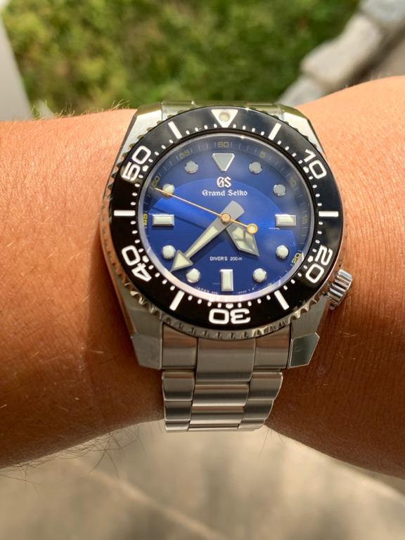 Grand Seiko GS 9F Quartz SBGX337 Blue Dial Diver Watch, Luxury, Watches on  Carousell