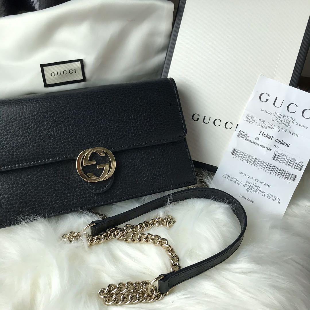 Gucci interlocking woc black 2020 With box ,dust bag & cards IDR