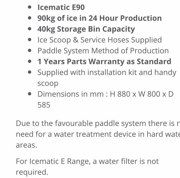 Icematic E90 Ice Cube Maker (Category: Refrigerators and Freezers) located in Pasig City. Submitted by simplify.simplify (Listing ID 1006749204, Image 2). Description: - See photo for product description. - No damage and good as new. - Perfect for business and summer heat 🌞 - Negotiable.