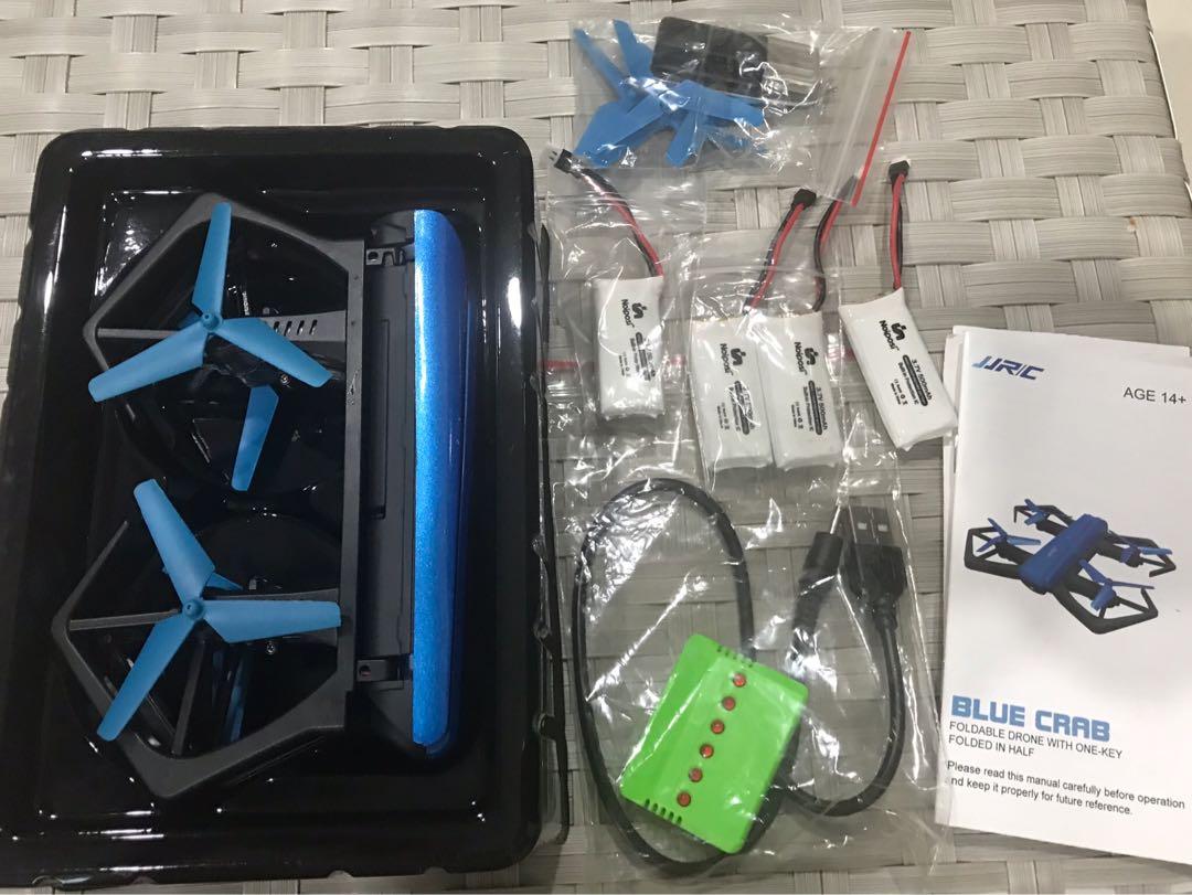JJRC Blue Crab with 4 extra batteries Photography Drones on Carousell
