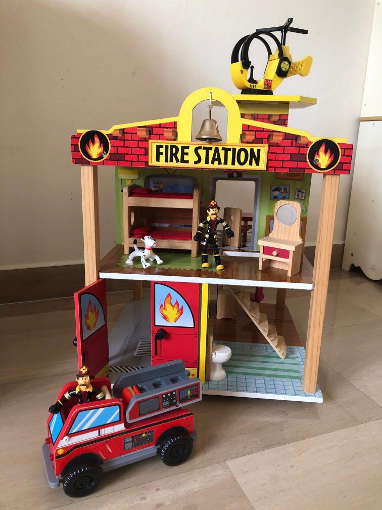 Kidkraft Wooden Fire Station Set Hobbies Toys Toys Games on