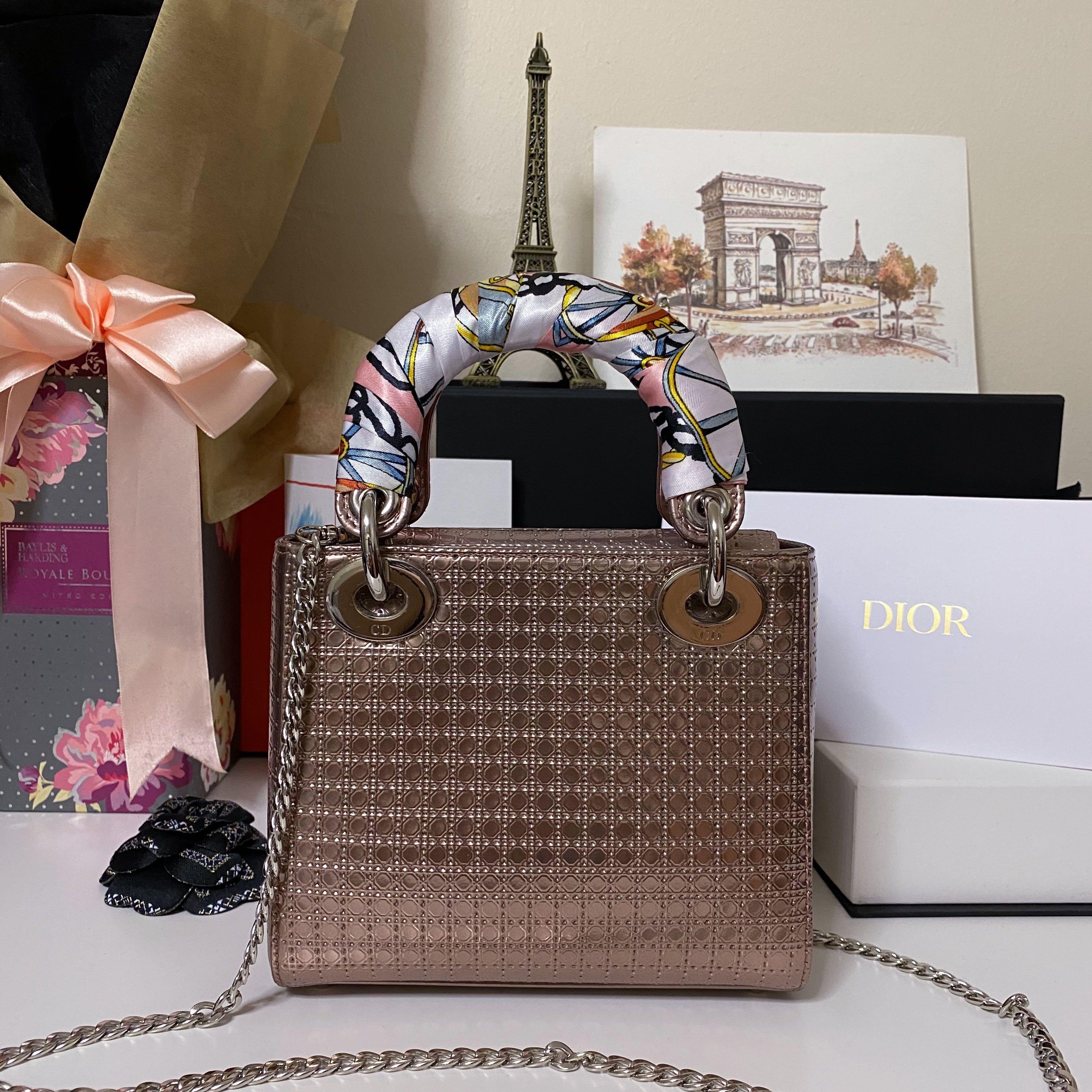 Mini Lady Dior Bag Rose Des Vents Patent Cannage Calfskin  DIOR