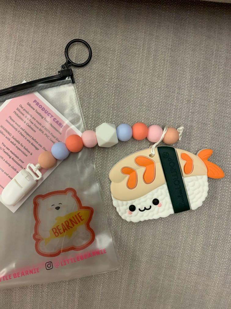 Little Bearnie Modern Baby Teether Clip Set Kawaii Ebi Sushi