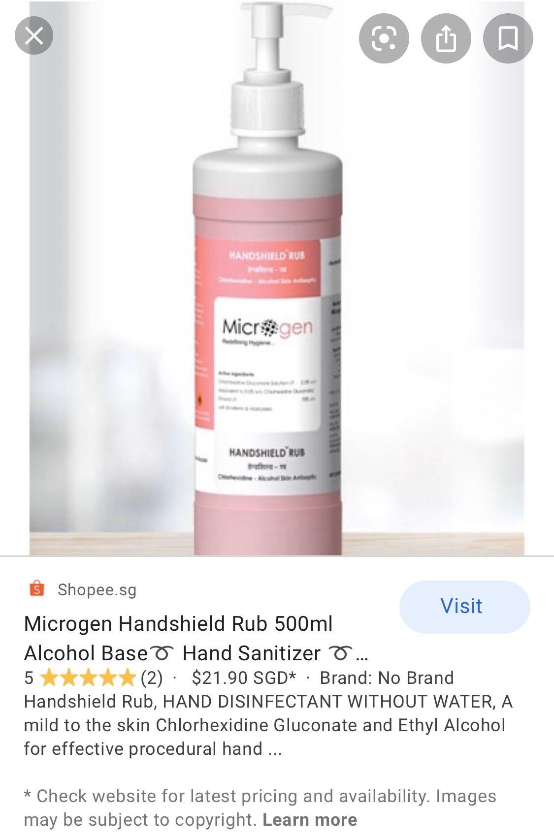 Microgen Hanshield Rub - Antiseptic, Beauty & Personal Care, Sanitisers ...