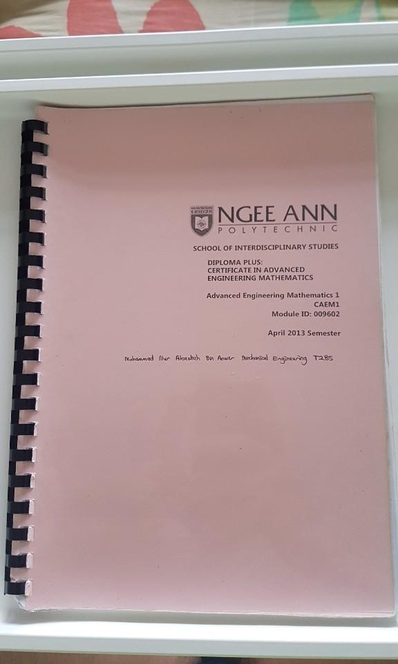 Ngee Ann Polytechnic Advanced Engineering Mathematics 1 Caem 1 Lecture Notes Hobbies Toys Books Magazines Assessment Books On Carousell