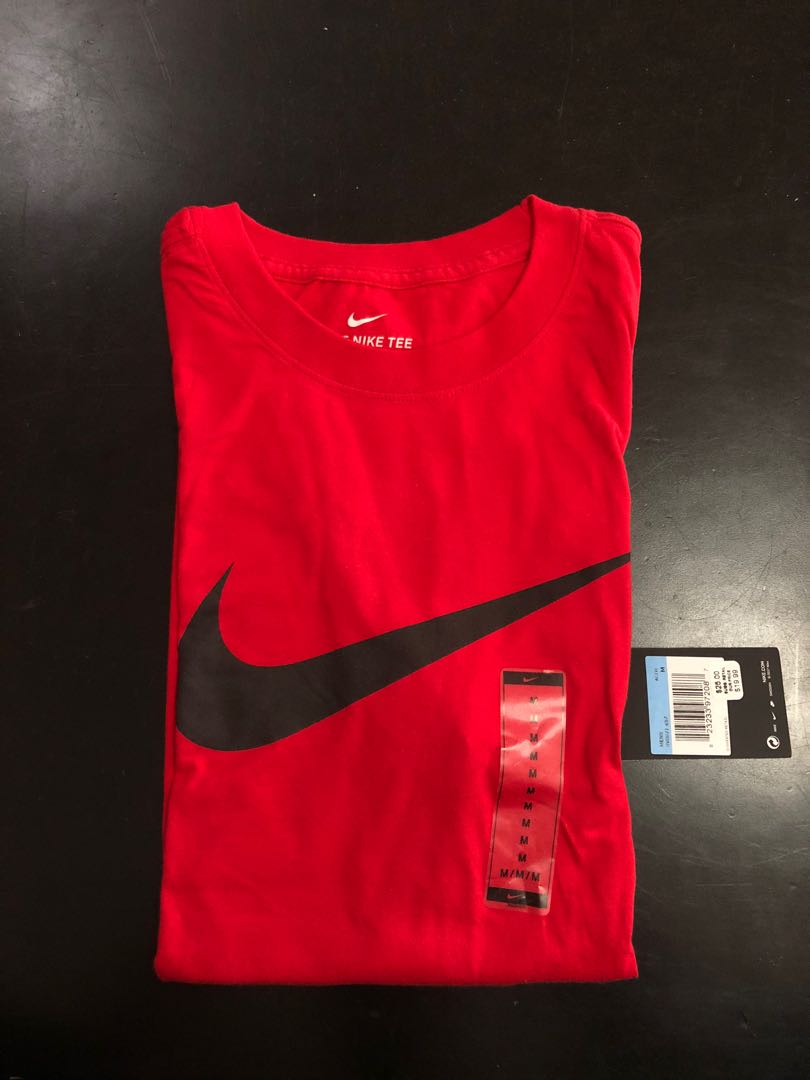 Nike Red Swoosh Logo T- Shirt, Men's Fashion, Tops & Sets, Tshirts ...