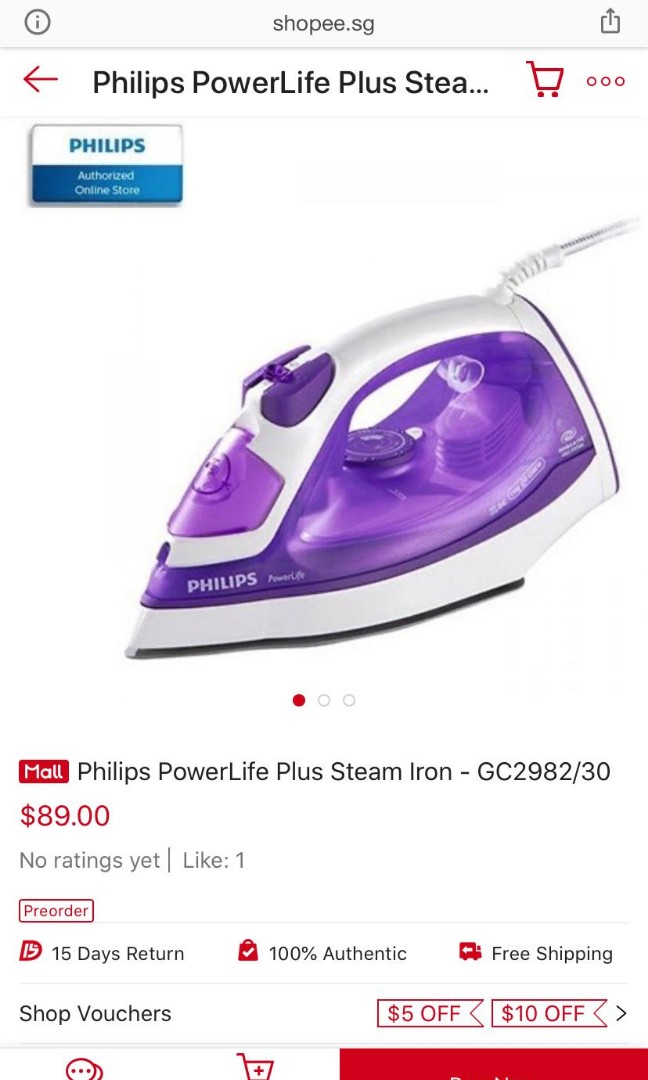 philips powerlife plus steam iron