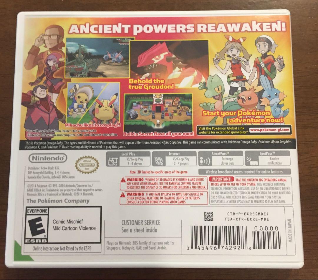 Pokémon Omega Ruby (Category: Nintendo) located in Singapore. Submitted by gameax (Listing ID 1006706737, Image 2). Description: Worried about what to do during this Circuit Breaker? Fear not! Here comes one of the best AAA titles in Nintendo 3DS!! Excellent condition, no known damage. 9.5/10 .