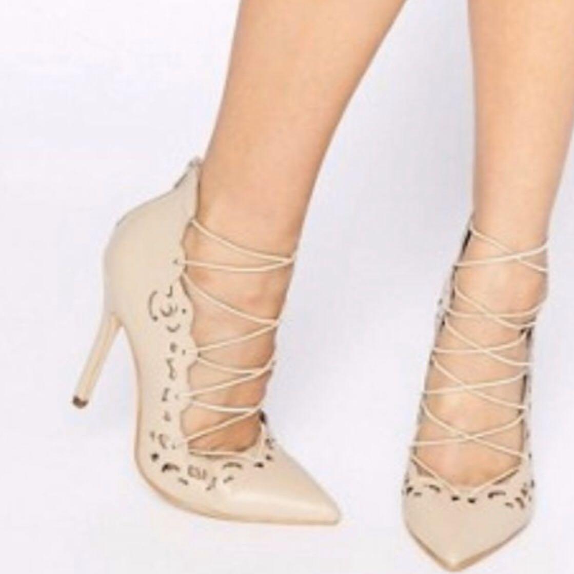 Public desire red lace up heels hot sale