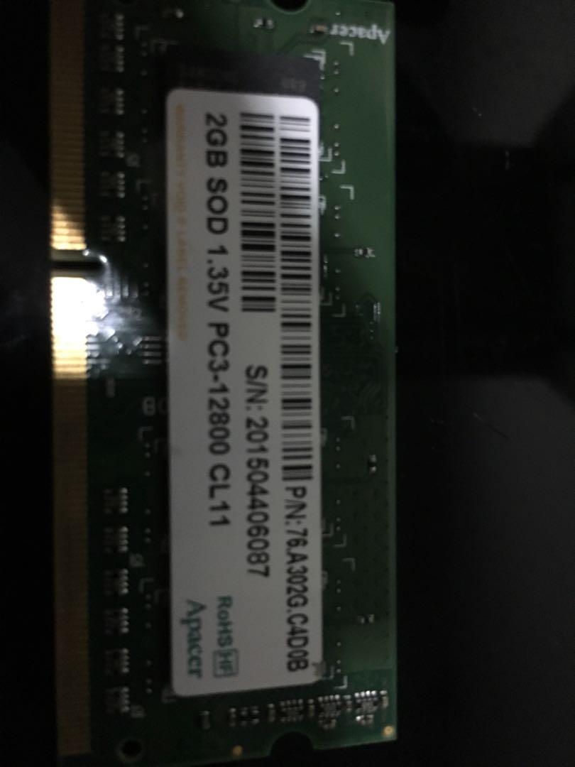 Apacer 2GB-DDR3 RAM for laptop (Category: Laptops & Notebooks) located in Quezon City. Submitted by mondstuff (Listing ID 1006606396, Image 2). Description: .