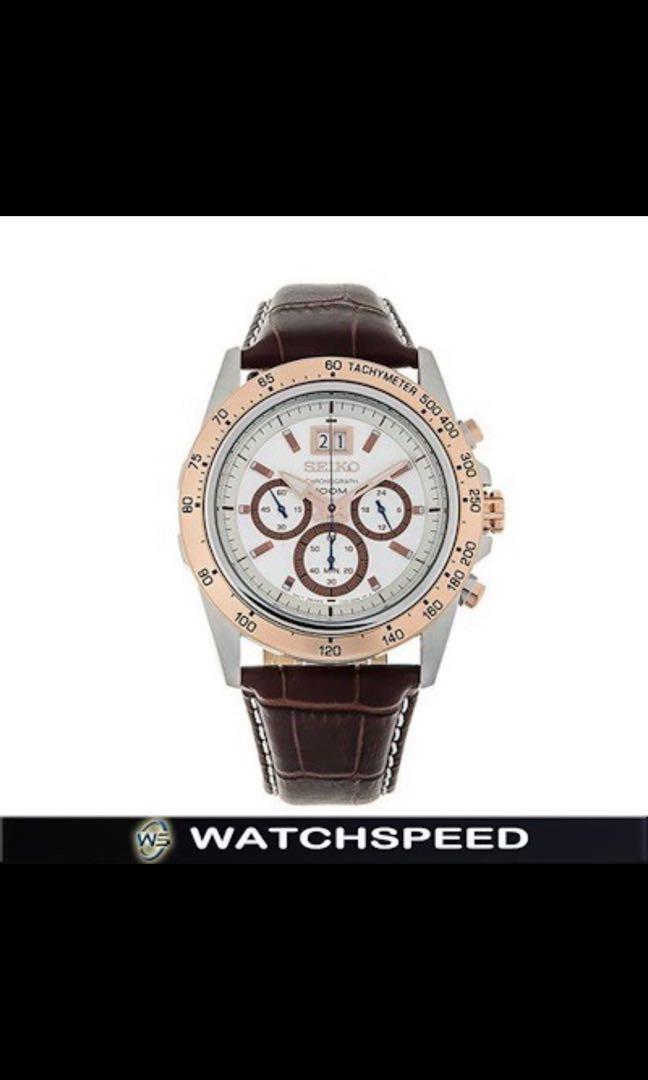 Seiko SPC246P1 SPC246P SPC246 Chronograph Analog Brown Leather