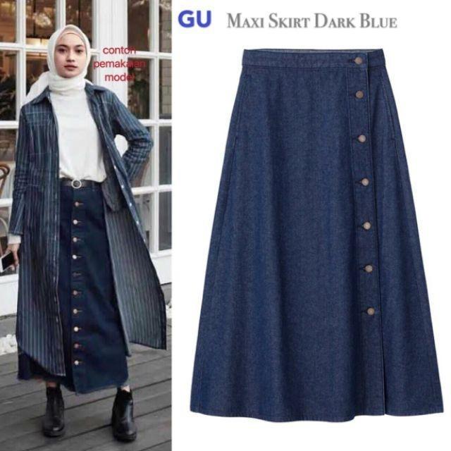 zara blue maxi skirt