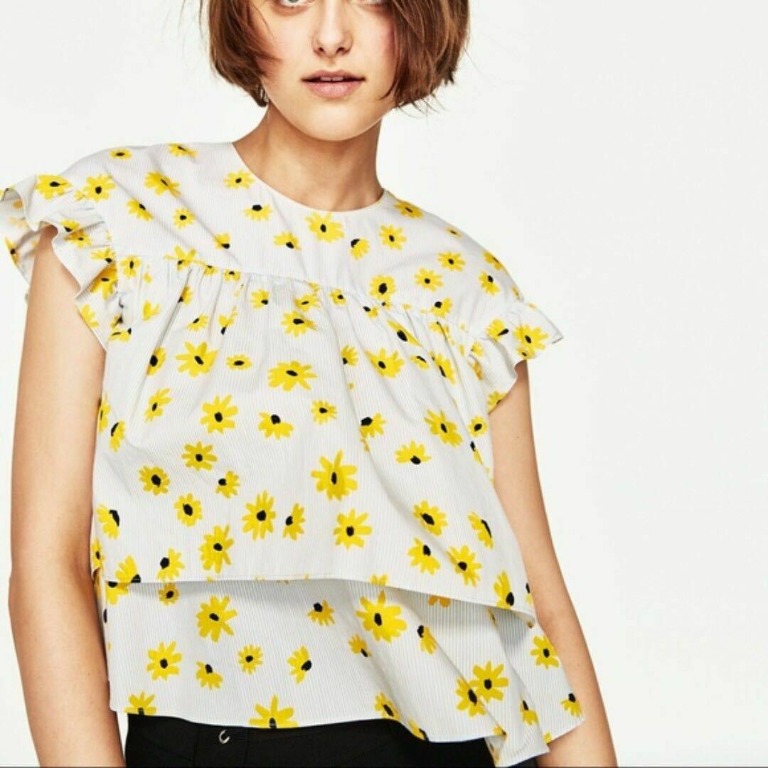 Zara Sunflower Print Top, Women's 